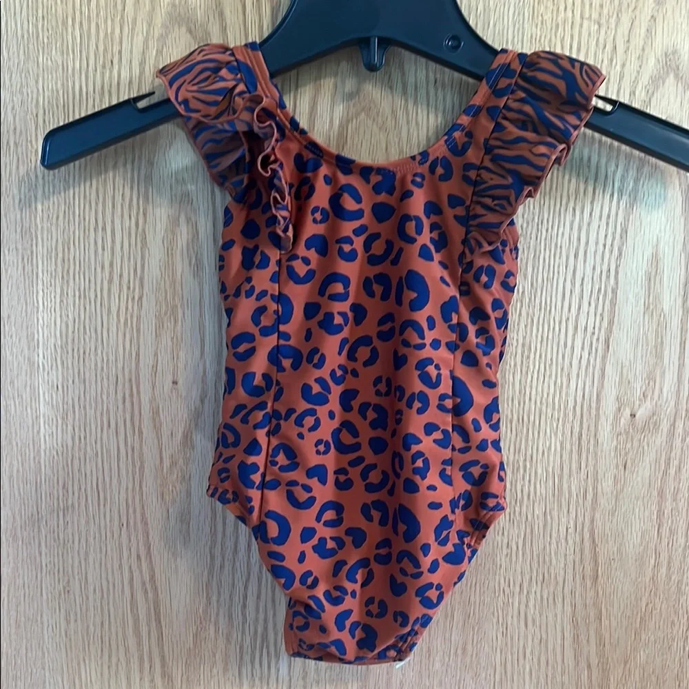 Cat Jack Toddler Girls Swimsuit Size 2T Leopard Print Ruffle brown‎ black